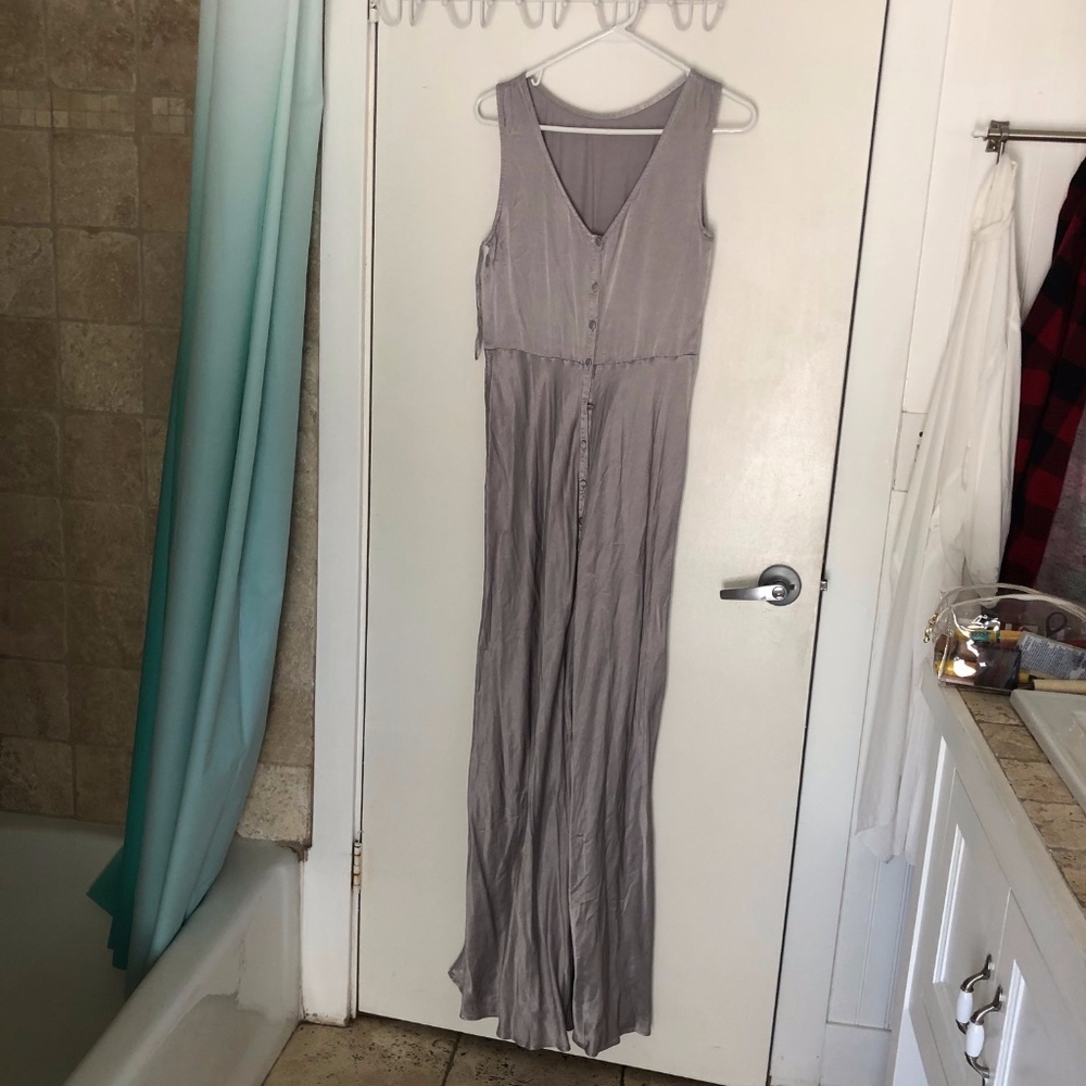 BHLDN Silver Silk Summer Maxi Dress NEW